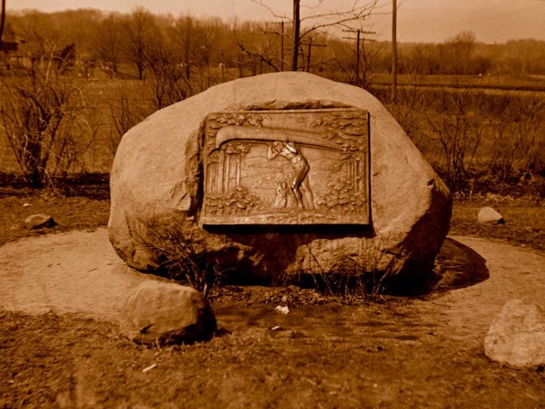 Historic boulder in Courtney Park