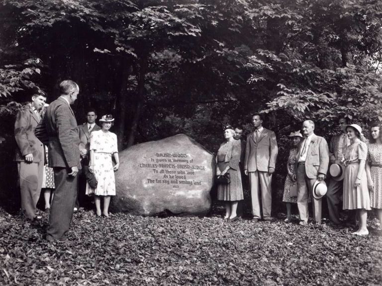 The Brushwood boulder is dedicated alongside Dorothy Brush (left), 1942