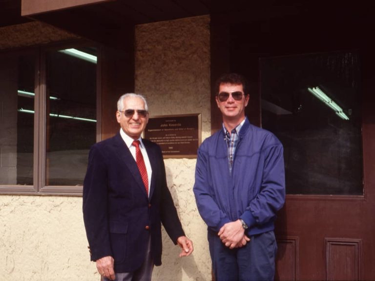 Keith Shy (right) with former SMP employee John Kasarda, 1991